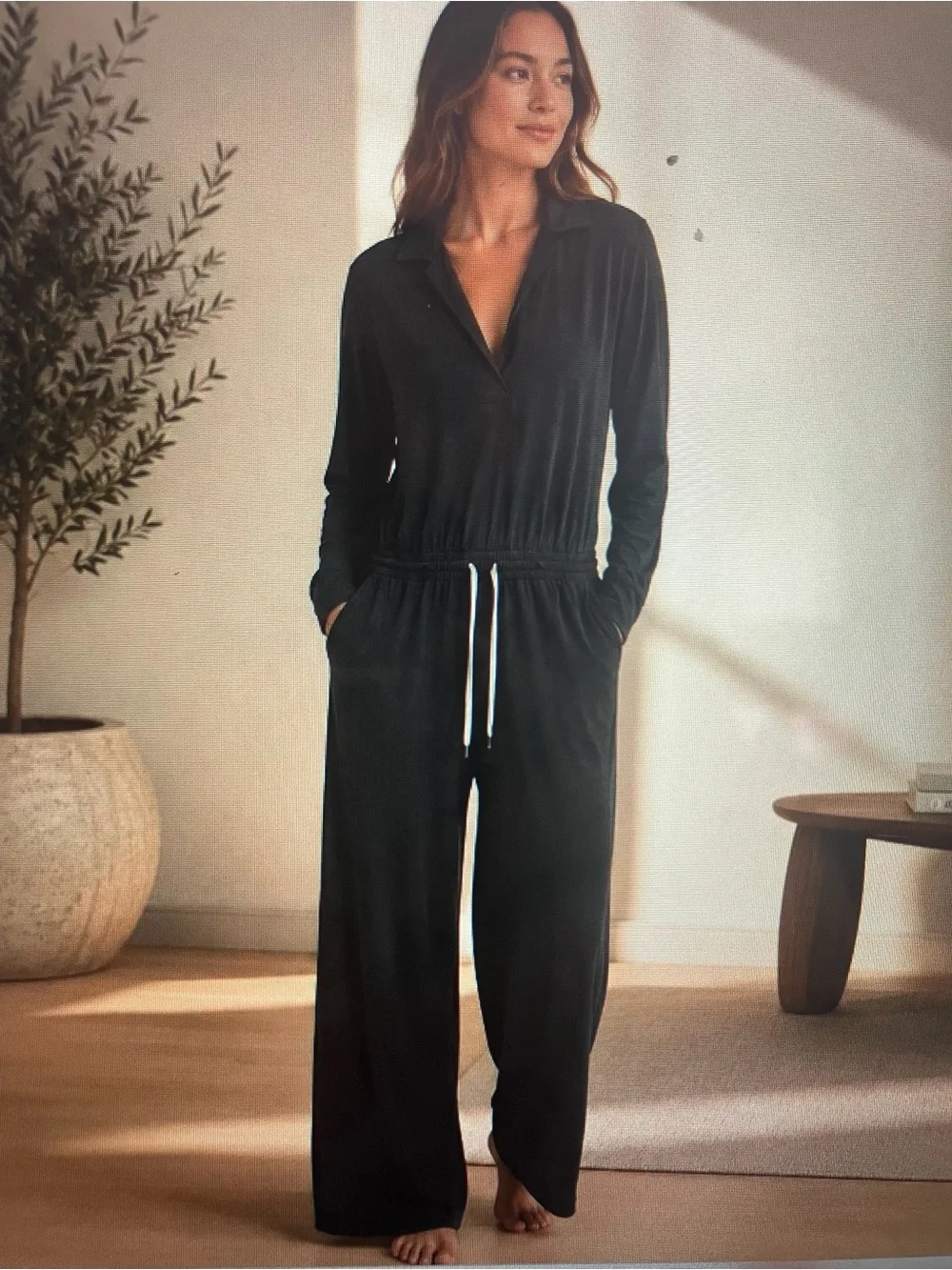 Vuori Long-Sleeve Drawstring Jumpsuit - Charcoal Gray